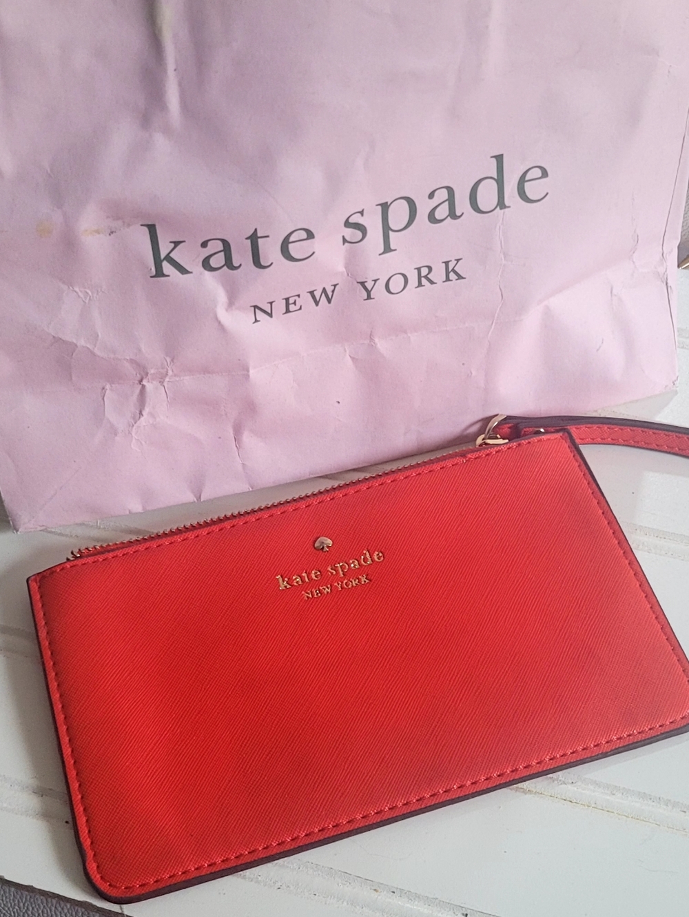 Nwot Jate spade New York Red Wristlet 8x4.5